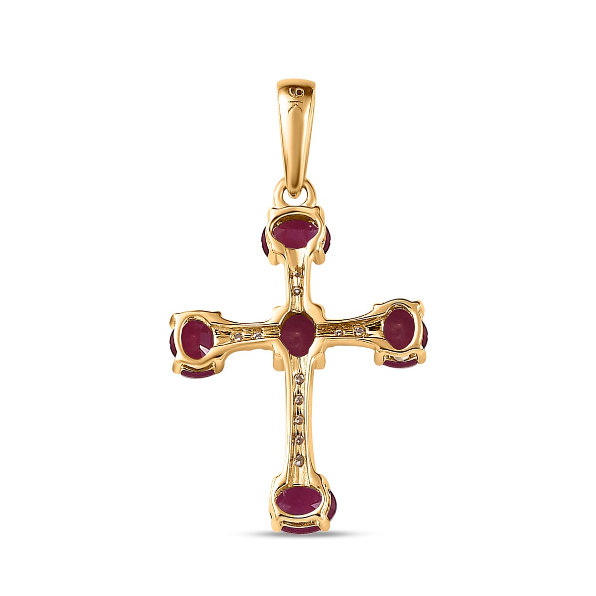 9K Yellow Gold AA African Ruby and Moissanite Cross Pendant 1.43 Ct 7152946 5