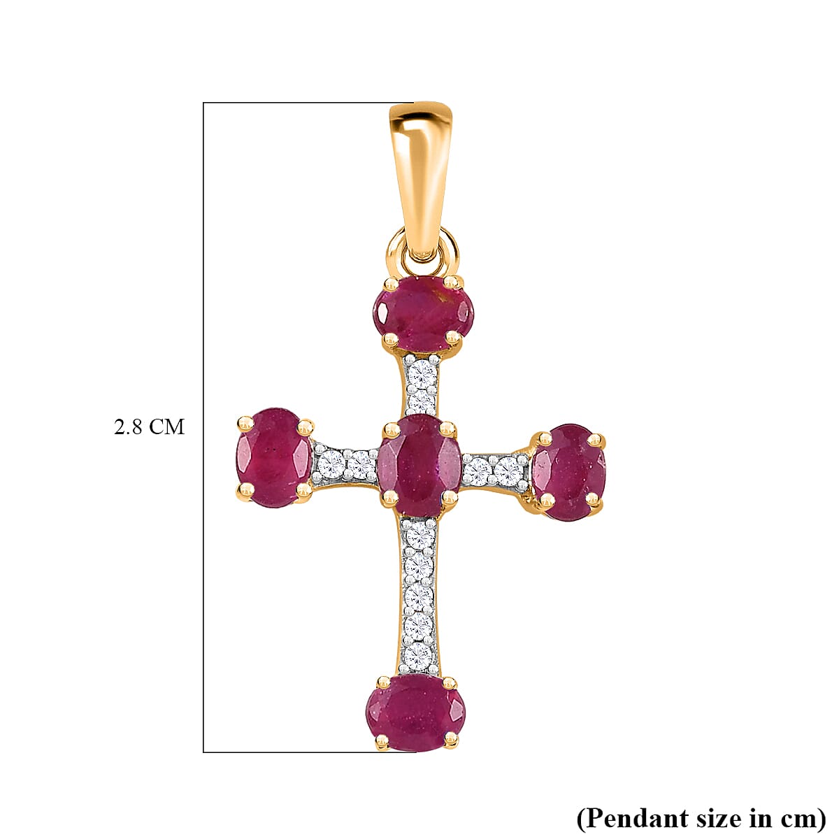 9K Yellow Gold AA African Ruby and Moissanite Cross Pendant 1.43 Ct 7152946 6