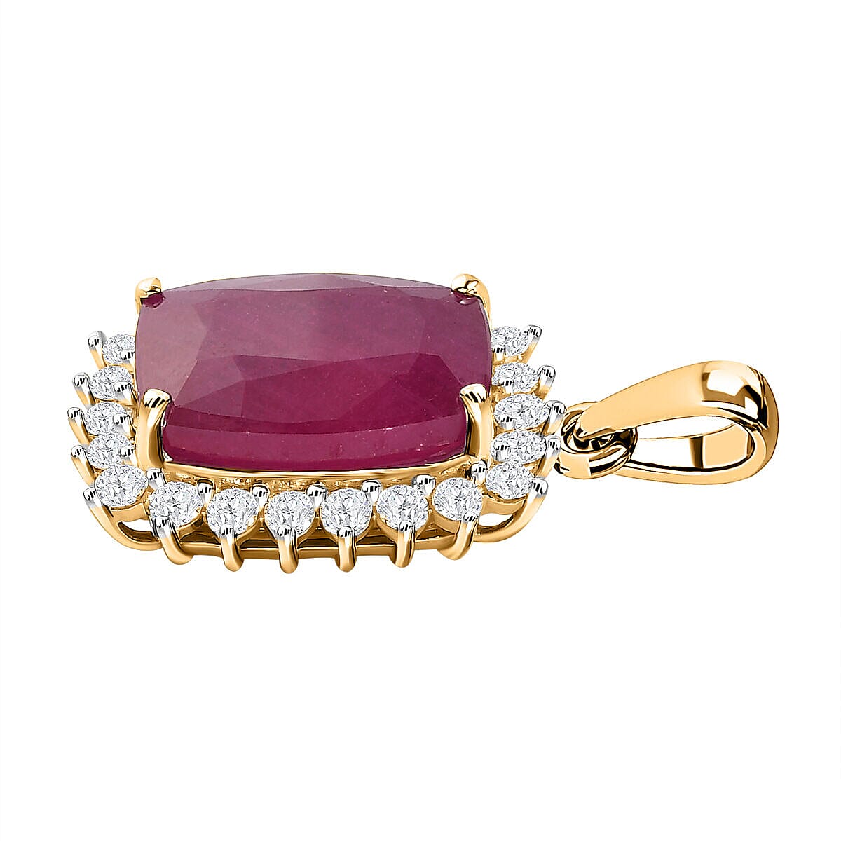 African Ruby and Moissanite Pendant in 9K Yellow Gold 7382515 4