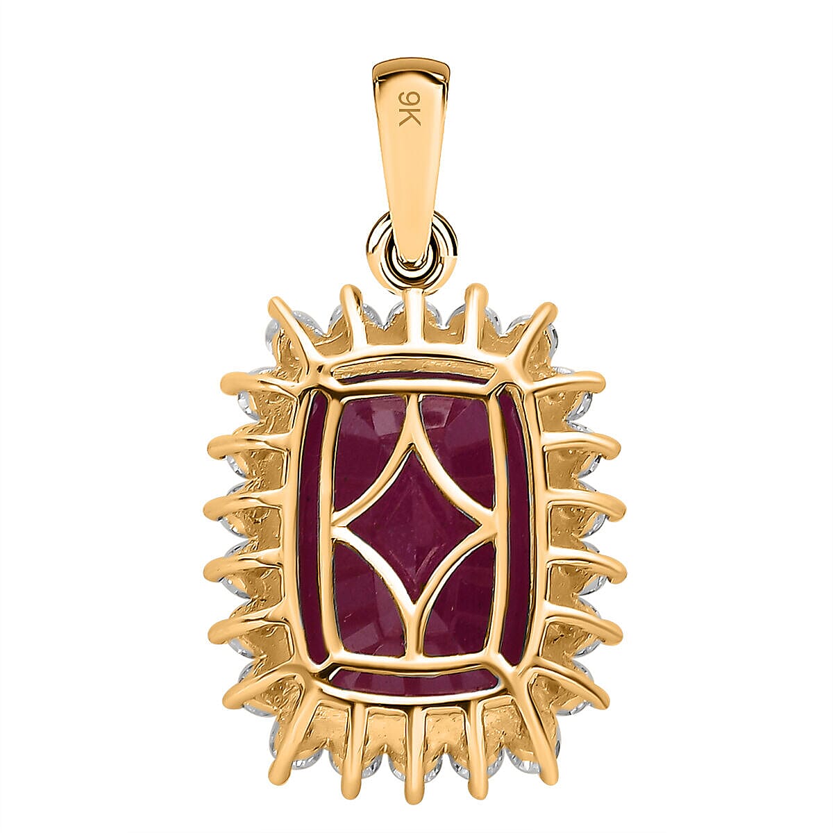 African Ruby and Moissanite Pendant in 9K Yellow Gold 7382515 5