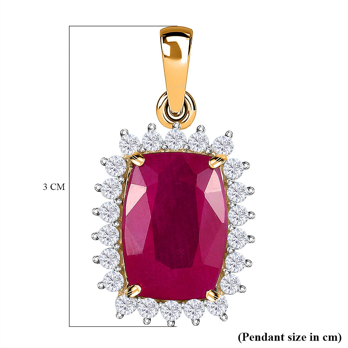 African Ruby and Moissanite Pendant in 9K Yellow Gold 7382515 6
