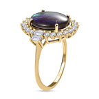 9K Yellow Gold Ammolite and Moissanite Ring 4.04 Ct