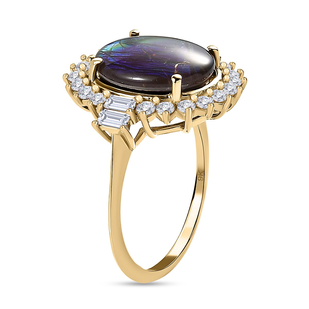 9K Yellow Gold Ammolite and Moissanite Ring 4.04 Ct 7548033 3