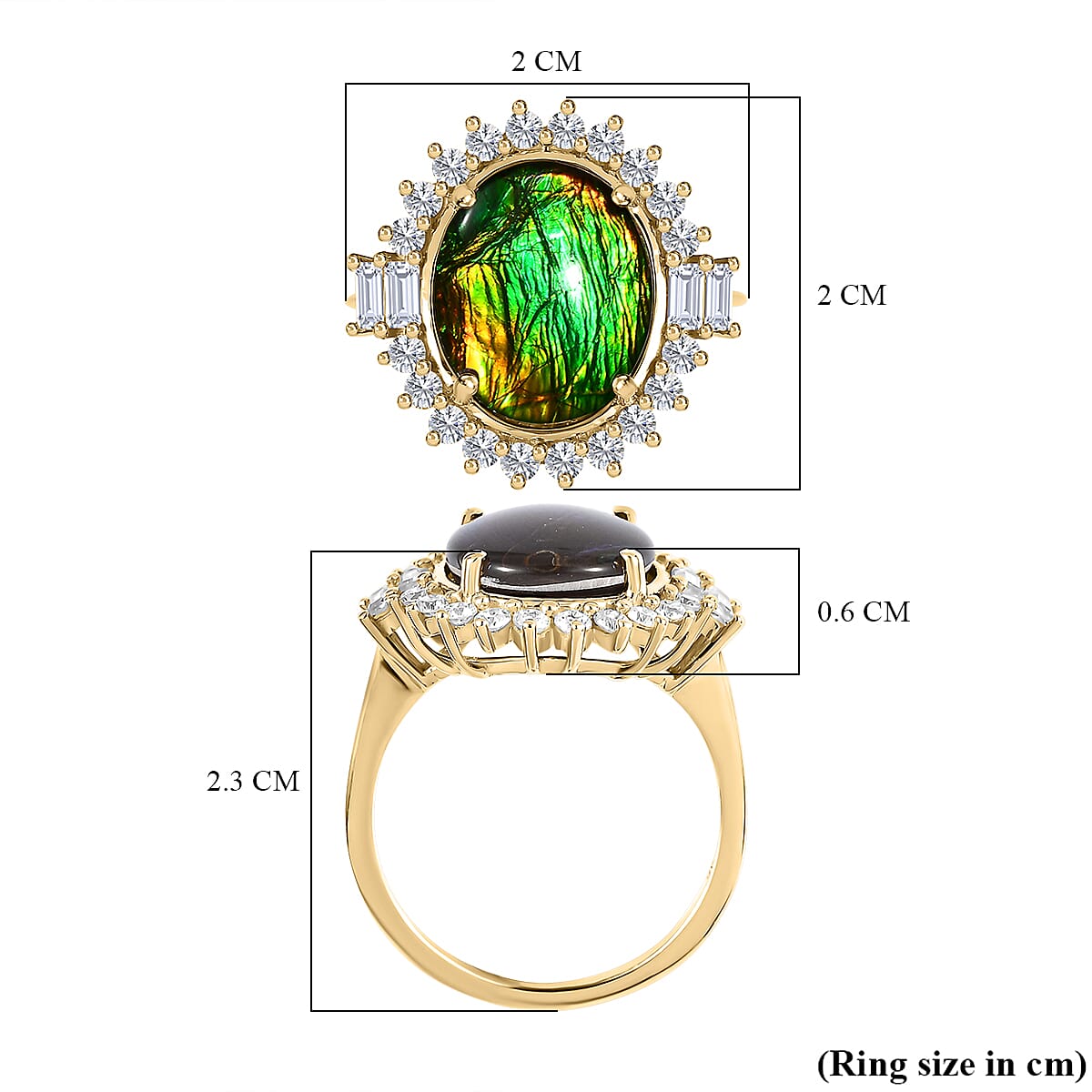 9K Yellow Gold Ammolite and Moissanite Ring 4.04 Ct 7548033 5