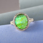 9K Yellow Gold Ammolite and Diamond Ring 2.30 Ct.