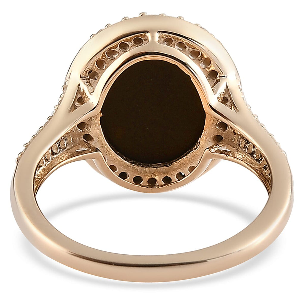 9K Yellow Gold Ammolite and Diamond Ring 2.30 Ct.