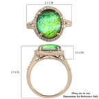 9K Yellow Gold Ammolite and Diamond Ring 2.30 Ct.