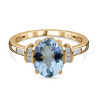 9K Yellow Gold Espirito Santo Aquamarine Diamond Ring 2.34 Ct. Gold Wt 2.48 Gms