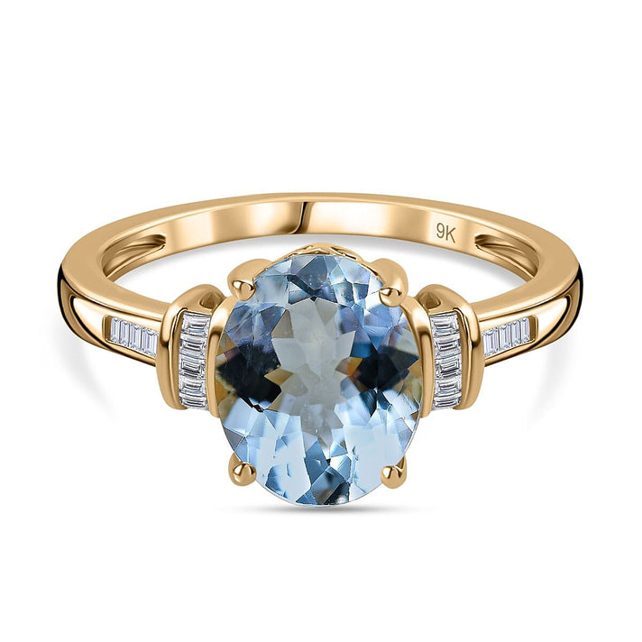 9K Yellow Gold Espirito Santo Aquamarine Diamond Ring 2.34 Ct. Gold Wt 2.48 Gms 7728602 1
