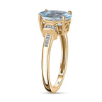 9K Yellow Gold Espirito Santo Aquamarine Diamond Ring 2.34 Ct. Gold Wt 2.48 Gms