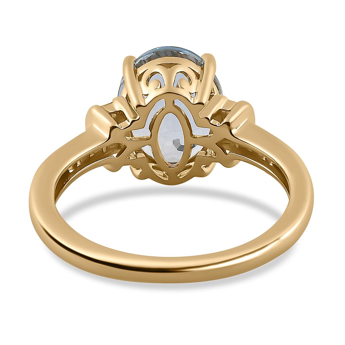9K Yellow Gold Espirito Santo Aquamarine Diamond Ring 2.34 Ct. Gold Wt 2.48 Gms 7728602 4