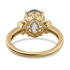 9K Yellow Gold Espirito Santo Aquamarine Diamond Ring 2.34 Ct. Gold Wt 2.48 Gms