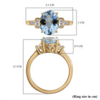 9K Yellow Gold Espirito Santo Aquamarine Diamond Ring 2.34 Ct. Gold Wt 2.48 Gms