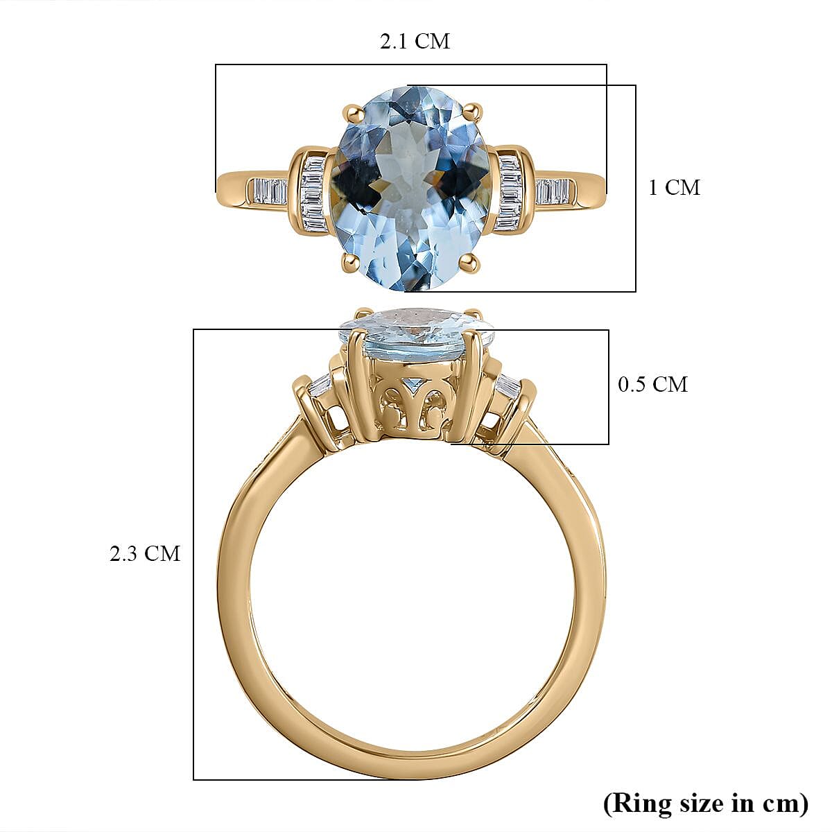 9K Yellow Gold Espirito Santo Aquamarine Diamond Ring 2.34 Ct. Gold Wt 2.48 Gms 7728602 5
