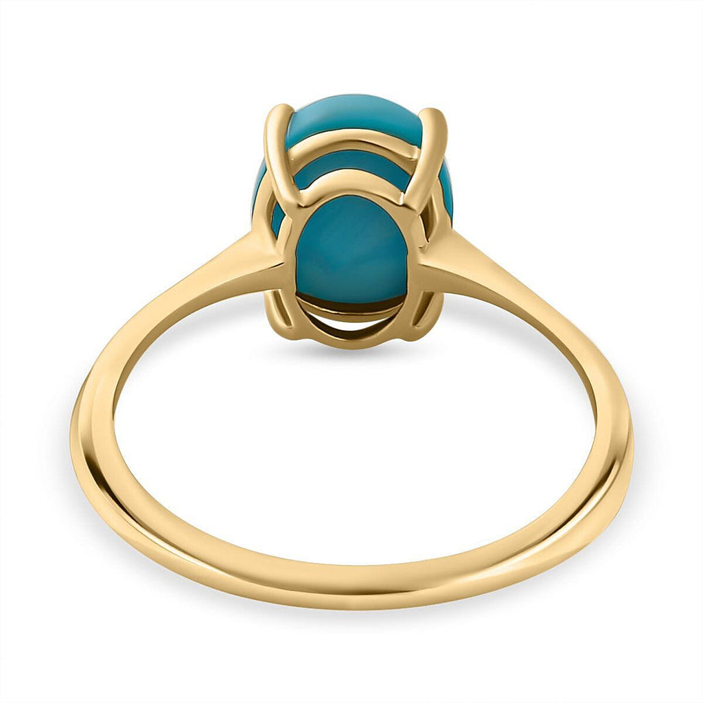 9K Yellow Gold Arizona Sleeping Beauty Turquoise Solitaire Ring 1.88 Ct.