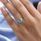 9K Yellow Gold Ratanakiri Blue Zircon and Diamond (G-H) Ring 3.85 Ct
