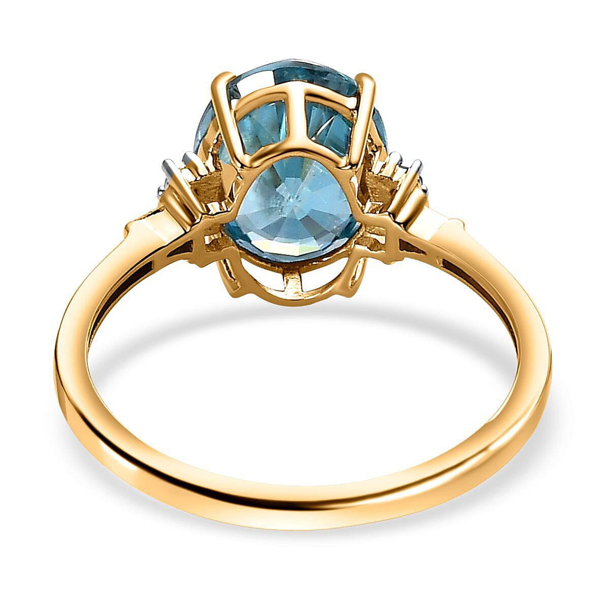 9K Yellow Gold Ratanakiri Blue Zircon and Diamond (G-H) Ring 3.85 Ct 7423236 8