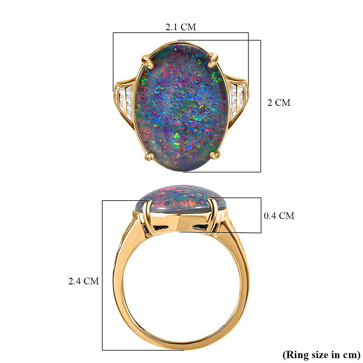 9K Yellow Gold Australian Boulder Opal (OV18X13) and Natural Zircon Ring 7.00 Ct. 7510801 11