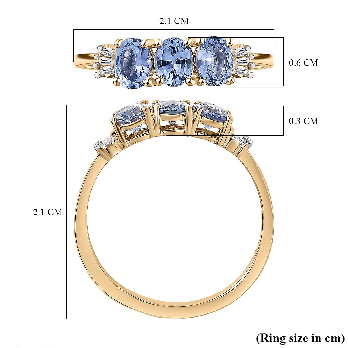 MONSTER DEAL - 9K Yellow Gold Ceylon Sapphire &amp; White Diamond Ring 1.42 Ct. 7961575 6