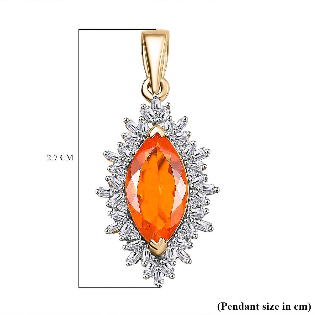 9K Yellow Gold Cherry Fire Opal, White Diamond Pendant 1.50 Ct 7961873 6