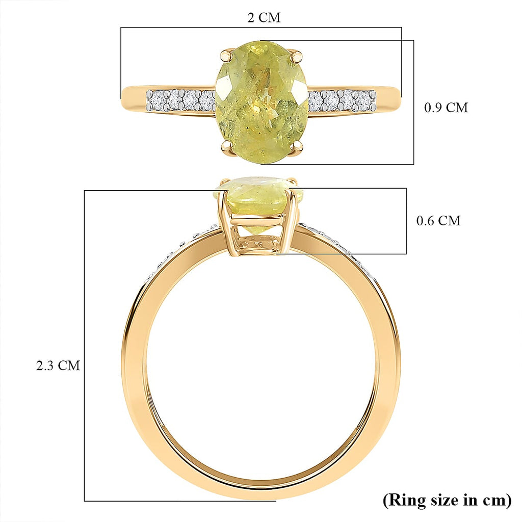 9K Yellow Gold Chrysoberyl and Diamond Ring 1.42 Ct.
