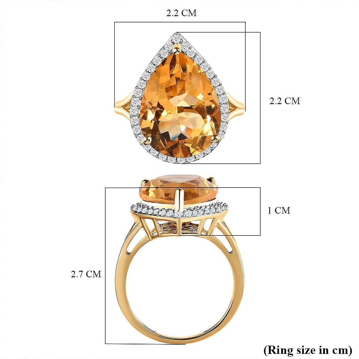 9K Yellow Gold AA Citrine and Moissanite Pear Halo Ring 8.50 Ct 7210693 10