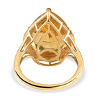9K Yellow Gold Citrine and Moissanite Ring 9.00 Ct - Wt - 2.60 Grams