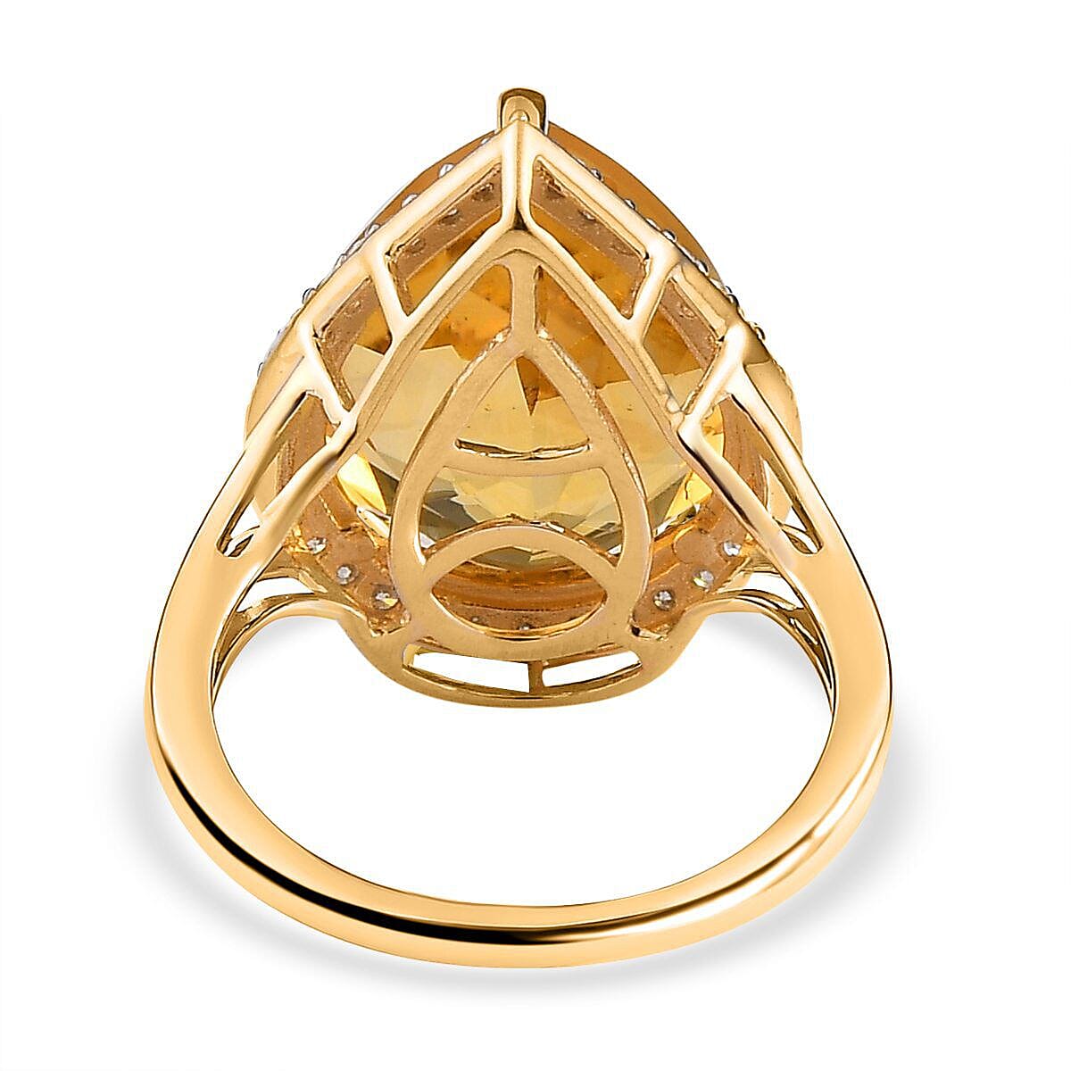 9K Yellow Gold AA Citrine and Moissanite Pear Halo Ring 8.50 Ct 7210693 9