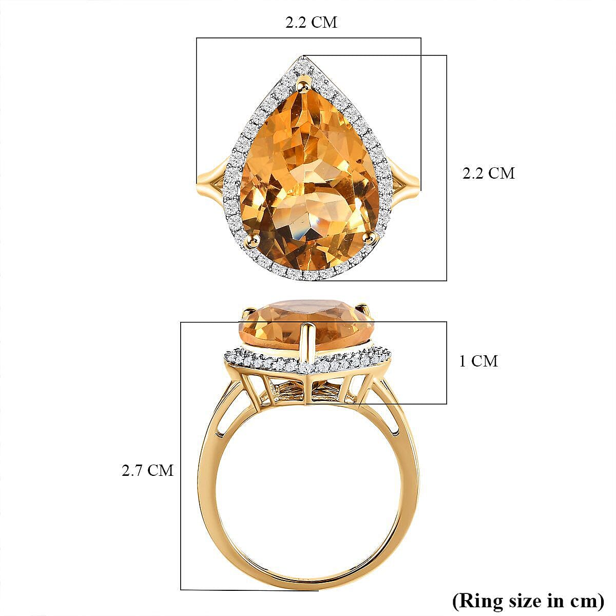 9K Yellow Gold AA Citrine and Moissanite Pear Halo Ring 8.50 Ct 7210693 11