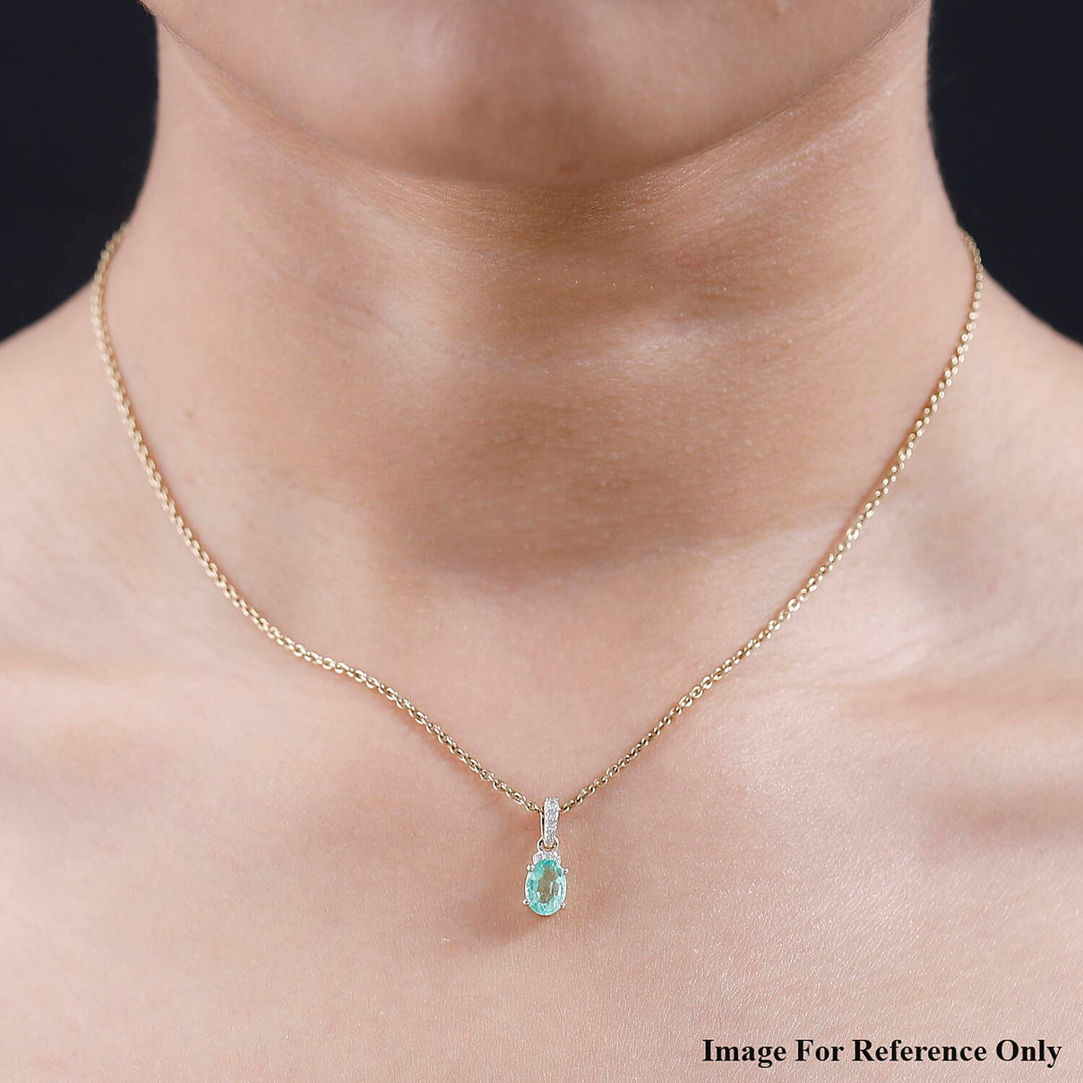 9K Yellow Gold AA Colombian Emerald, White Diamond Pendant 0.81 Ct 7624576 1