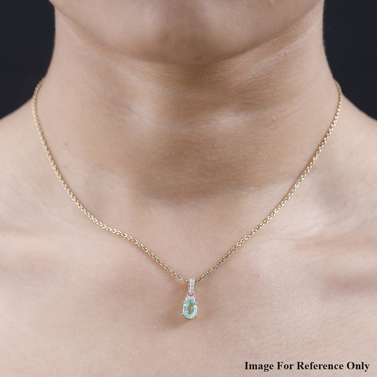 9K Yellow Gold AA Colombian Emerald, White Diamond Pendant 0.81 Ct 7624576 1