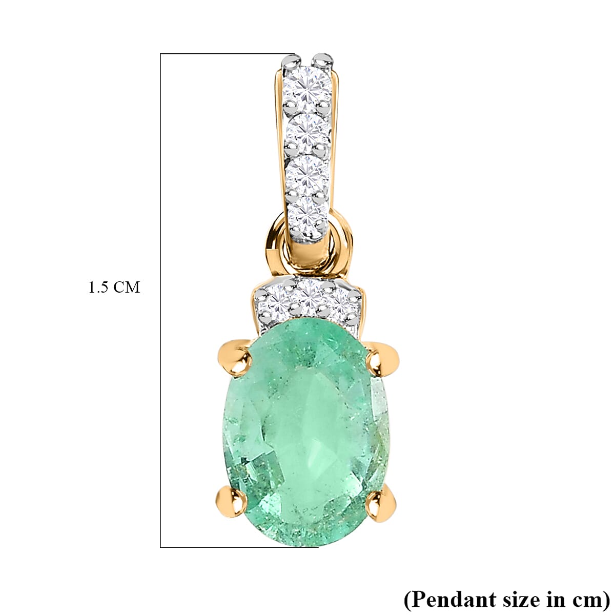 9K Yellow Gold AA Colombian Emerald, White Diamond Pendant 0.81 Ct 7624576 5