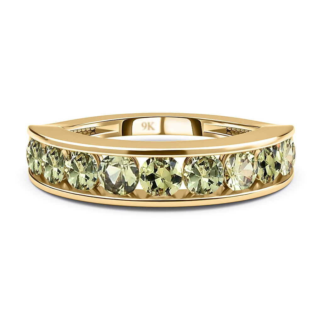 9K Yellow Gold AA Demantoid Garnet Half Eternity Ring 1.12 Ct.