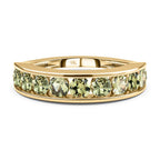 9K Yellow Gold AA Demantoid Garnet Half Eternity Ring 1.12 Ct.