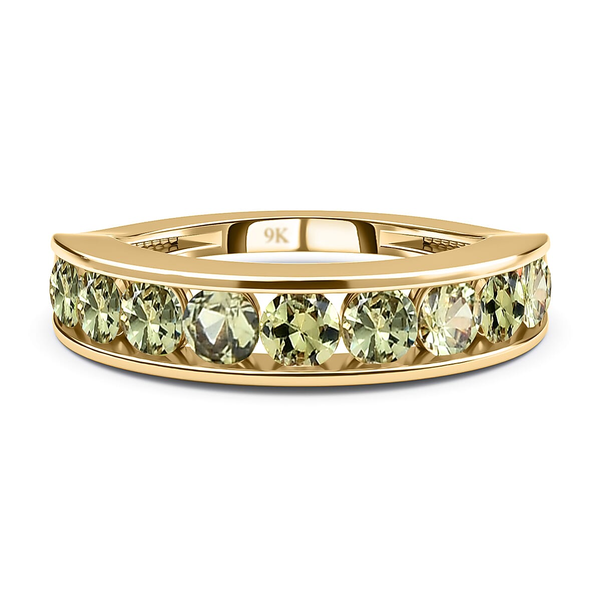 9K Yellow Gold AA Demantoid Garnet Half Eternity Ring 1.12 Ct 8854216 0