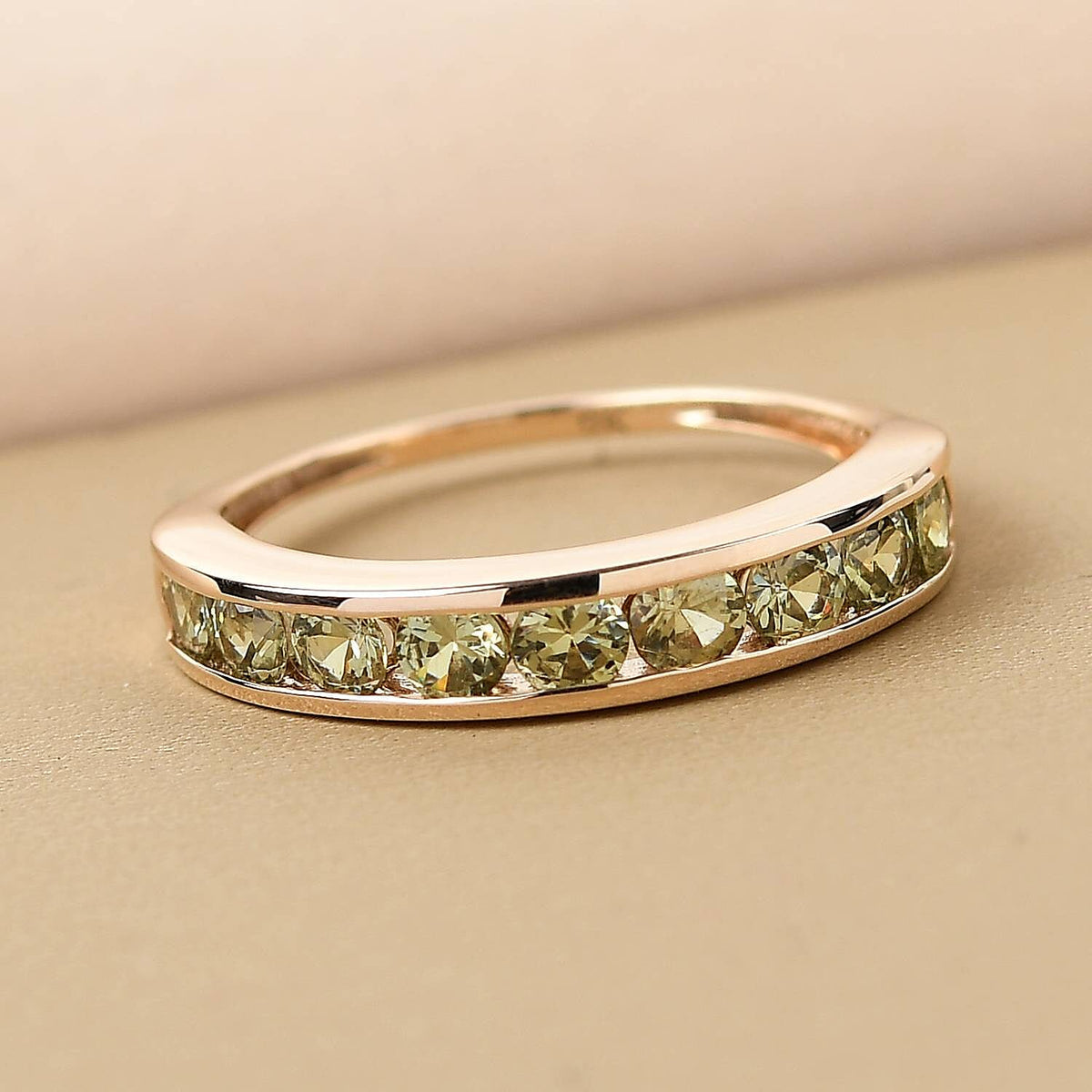 9K Yellow Gold AA Demantoid Garnet Half Eternity Ring 1.12 Ct 8854216 1