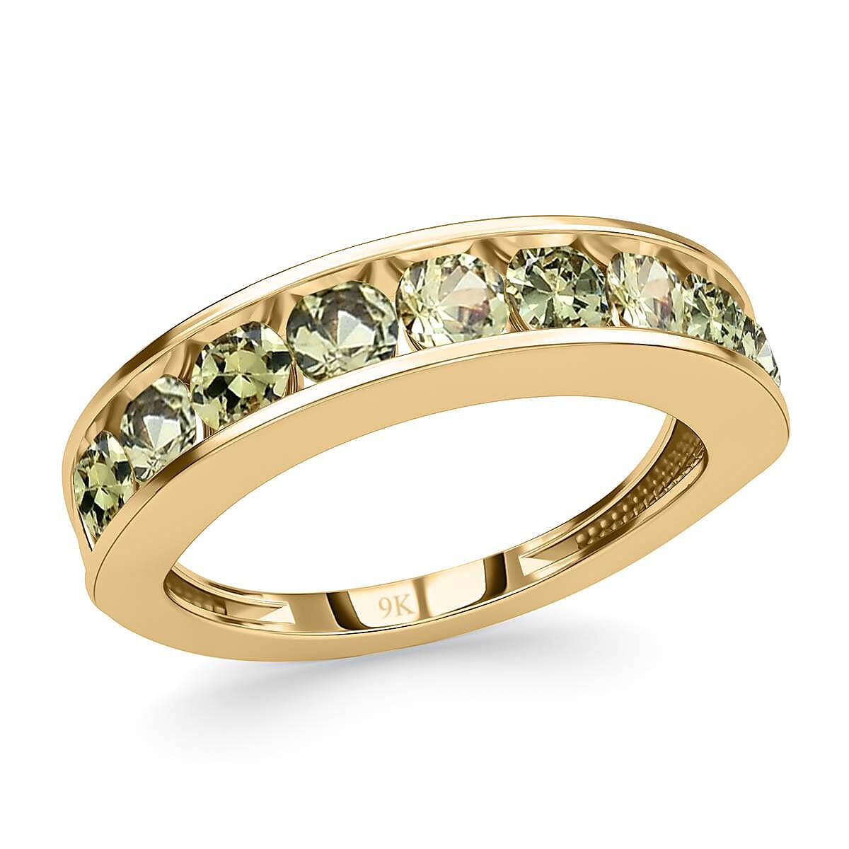 9K Yellow Gold AA Demantoid Garnet Half Eternity Ring 1.12 Ct 8854216 3