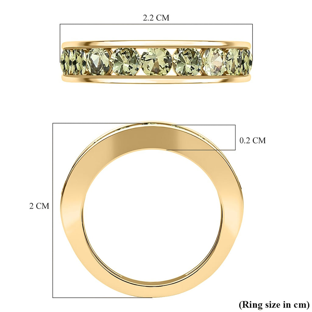9K Yellow Gold AA Demantoid Garnet Half Eternity Ring 1.12 Ct.