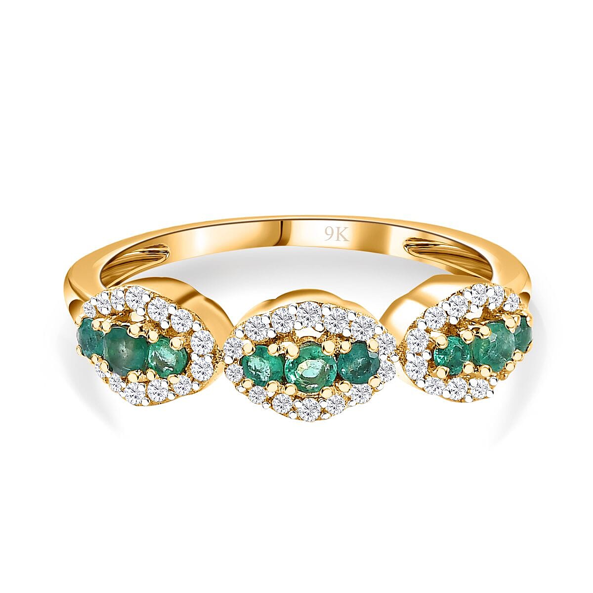 9K Yellow Gold AA Emerald , Moissanite Classic Solitaire Ring in Gold Wt. 1.69 grams, 0.564 Ct 7632890 0