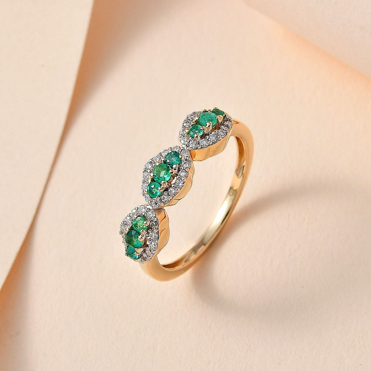 9K Yellow Gold AA Emerald , Moissanite Classic Solitaire Ring in Gold Wt. 1.69 grams, 0.564 Ct 7632890 2
