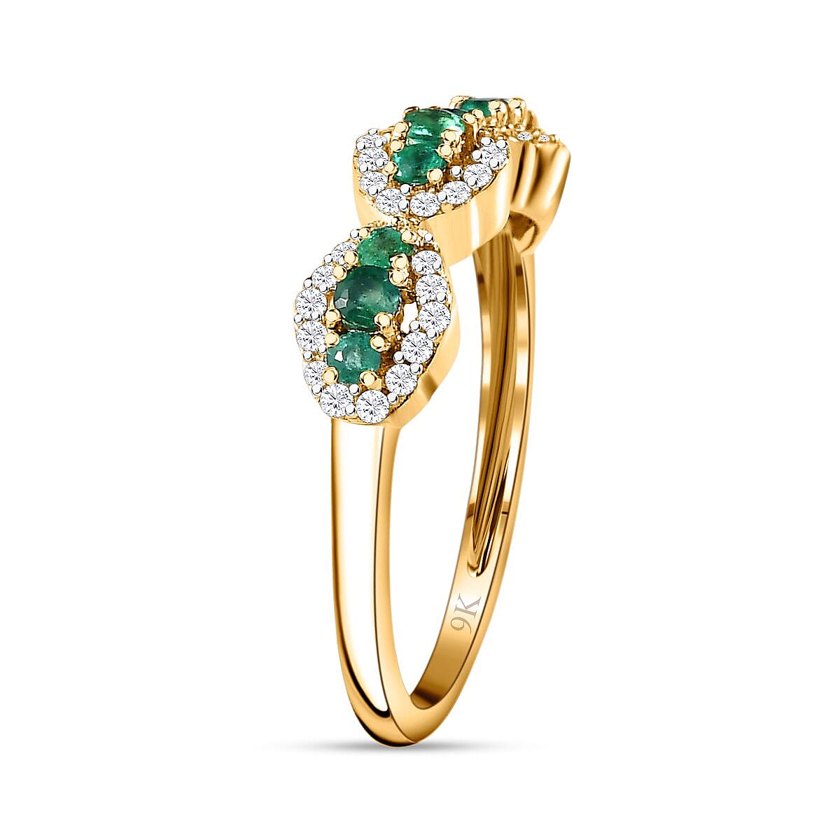 9K Yellow Gold AA Emerald , Moissanite Classic Solitaire Ring in Gold Wt. 1.69 grams, 0.564 Ct 7632890 4