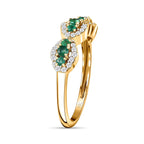 9K Yellow Gold  AA   Emerald ,  Moissanite  Main Stone With Side Stone Ring 0.56 ct,  Gold Wt. 1.76 Gms  0.564  Ct.