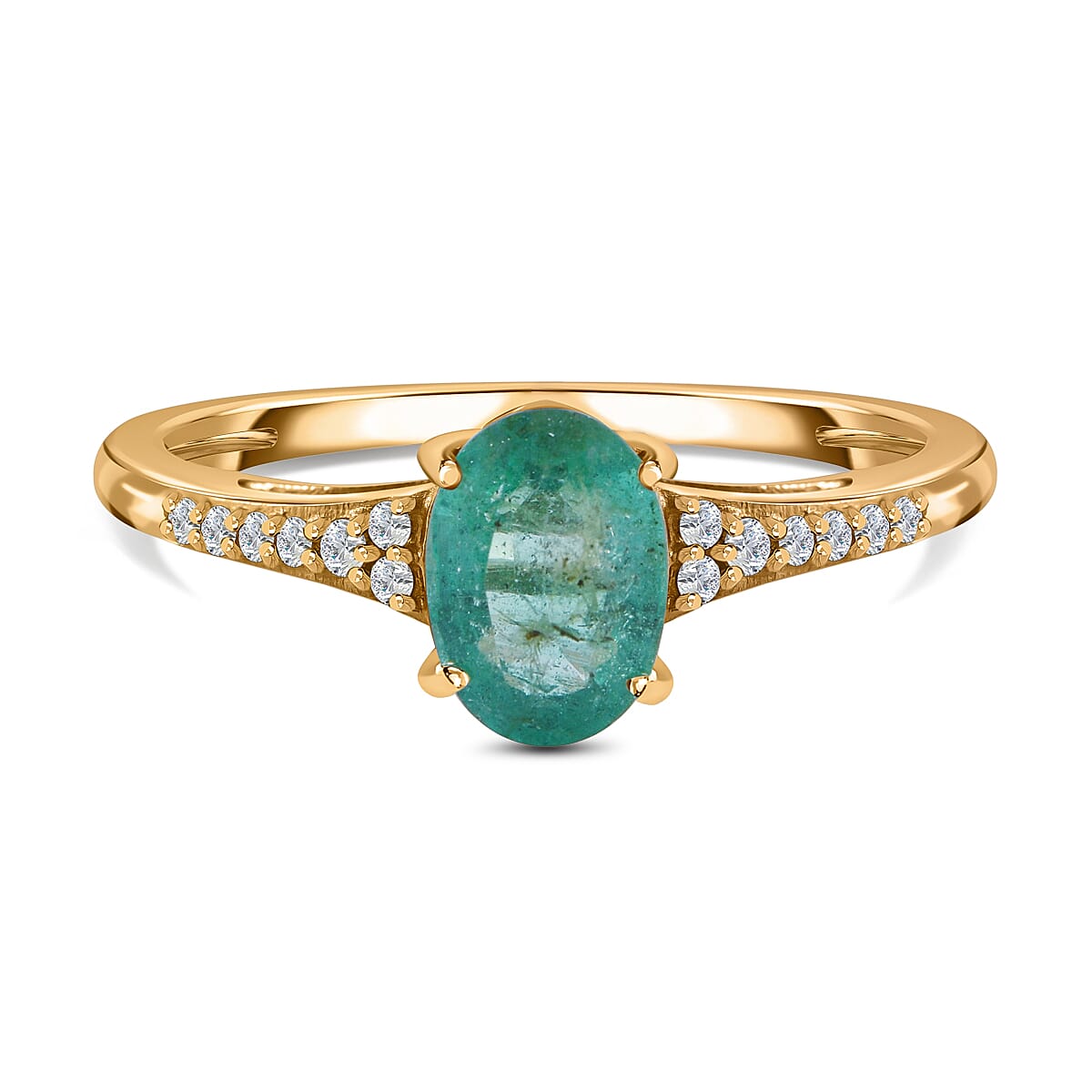 9K Yellow Gold Emerald and Moissanite Ring 1.00 Ct. 7539787 0