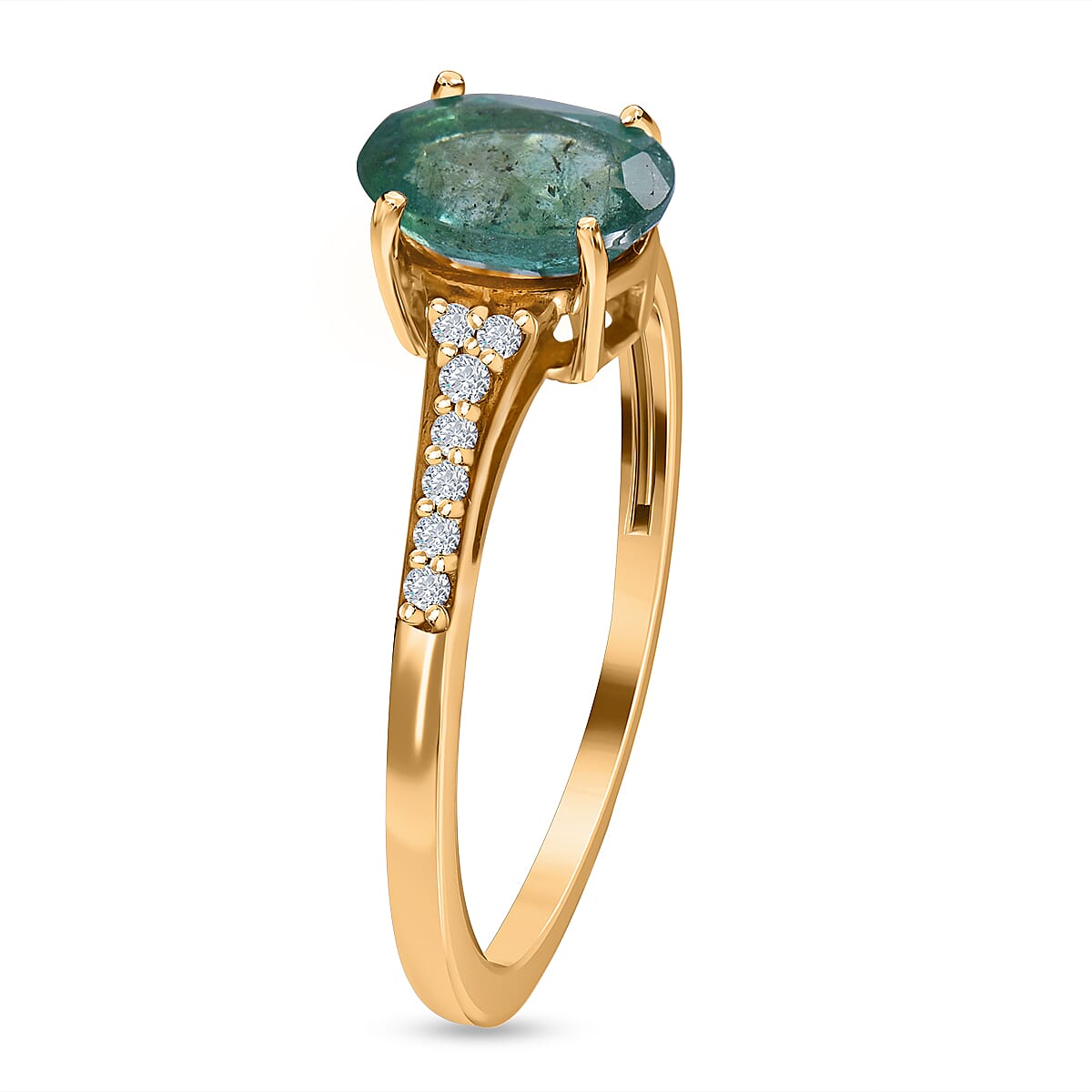 9K Yellow Gold Emerald and Moissanite Ring 1.00 Ct. 7539787 3