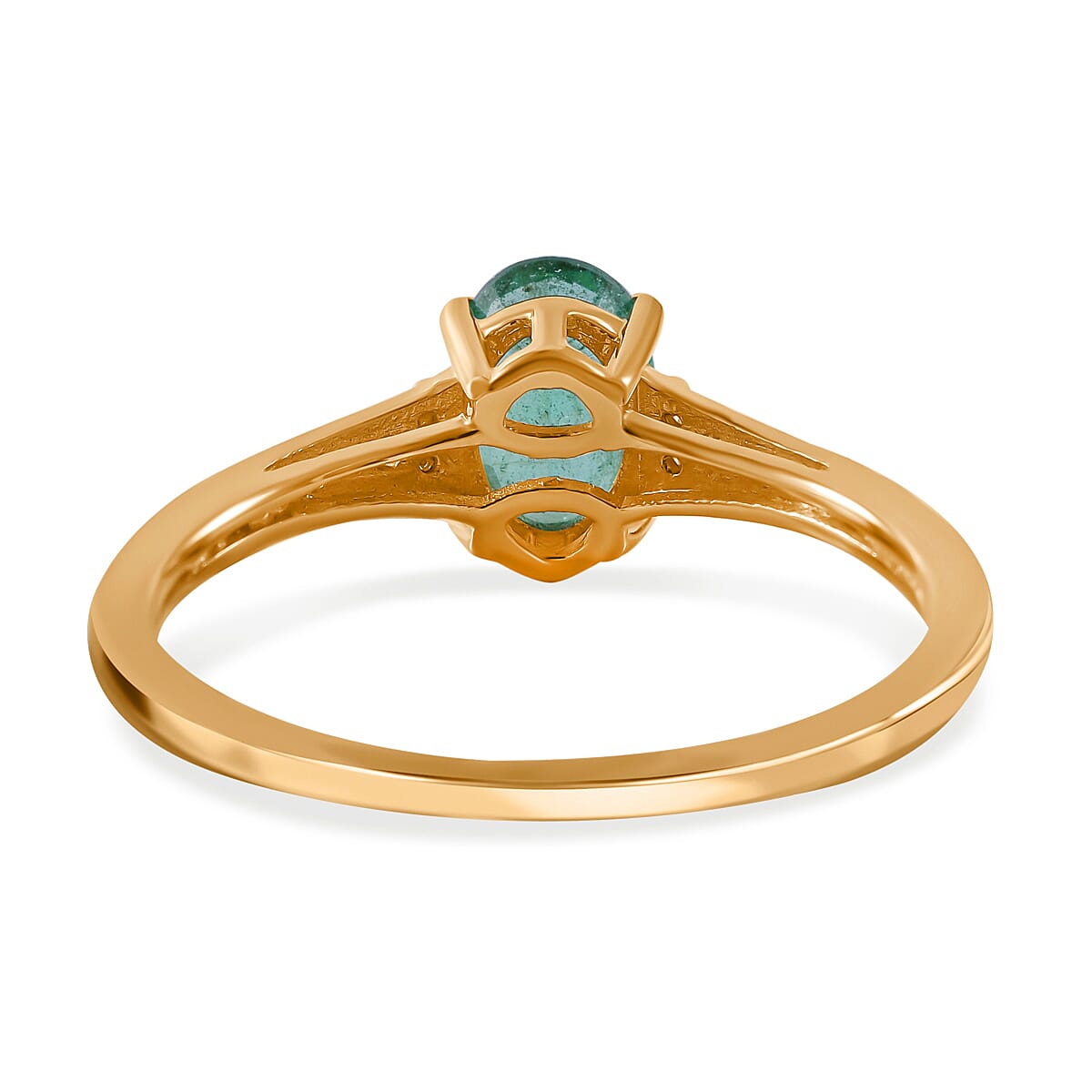 9K Yellow Gold Emerald and Moissanite Ring 1.00 Ct. 7539787 4