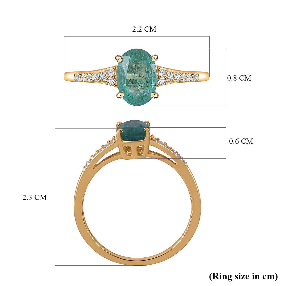 9K Yellow Gold Emerald and Moissanite Ring 1.00 Ct. 7539787 5