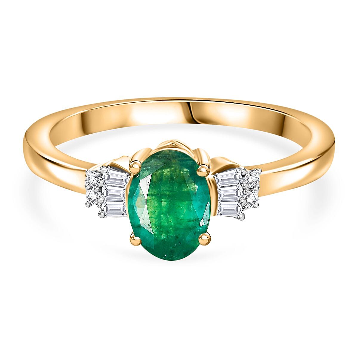 9K Yellow Gold Emerald and White Diamond Ring 7863871 0