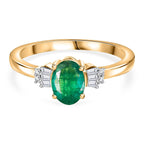 One Time Deal- 9K Yellow Gold Emerald and White Diamond Ring