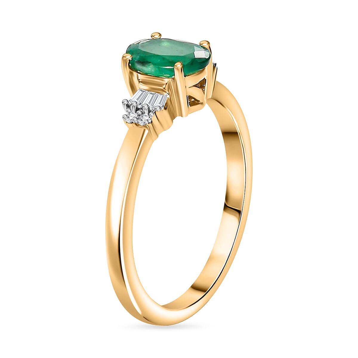 9K Yellow Gold Emerald and White Diamond Ring 7863871 6