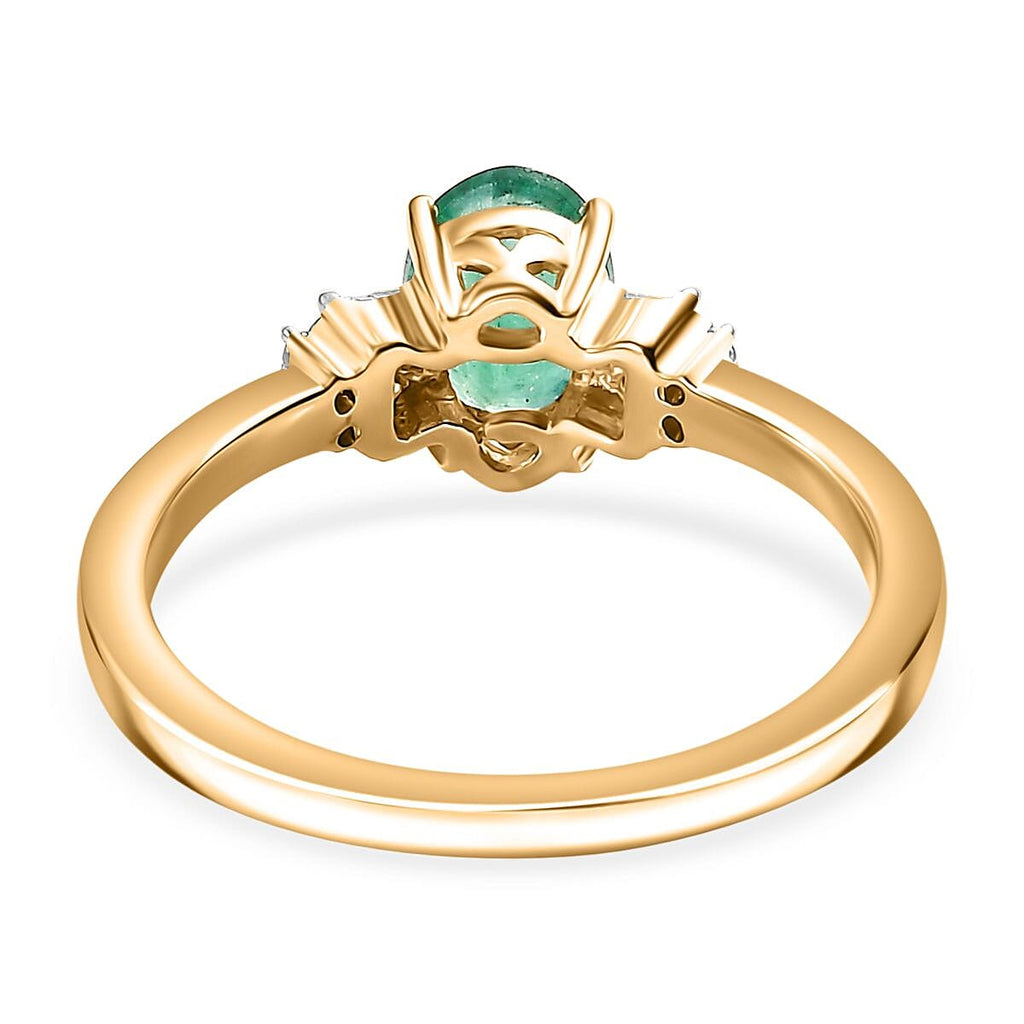 One Time Deal- 9K Yellow Gold Emerald and White Diamond Ring